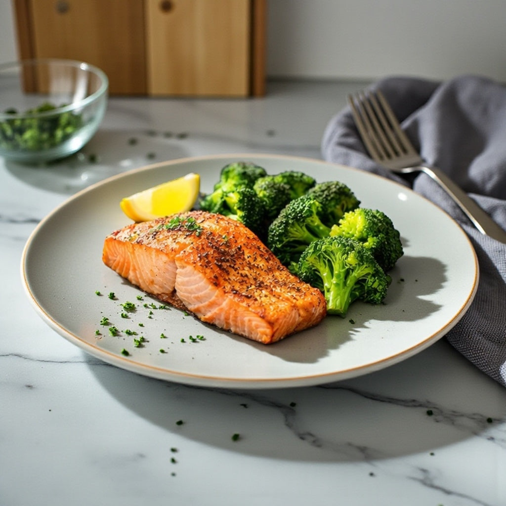 Lachsfilet mit Brokkoli aus dem Airfryer