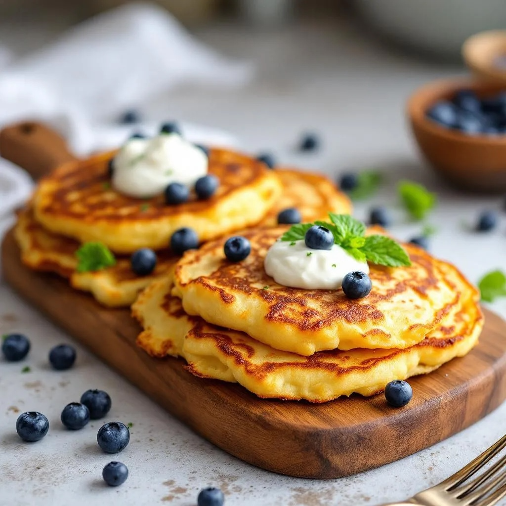 Quarkpfannkuchen (Syrniki) mit Beeren