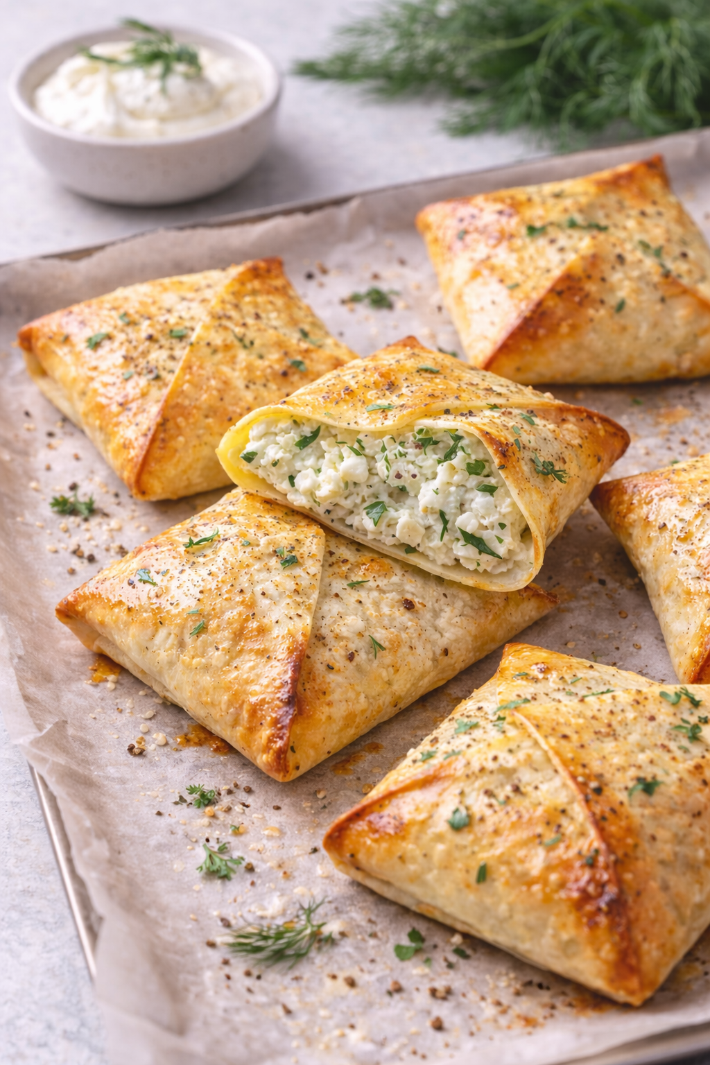 Lavash-Taschen mit Quark und Käse